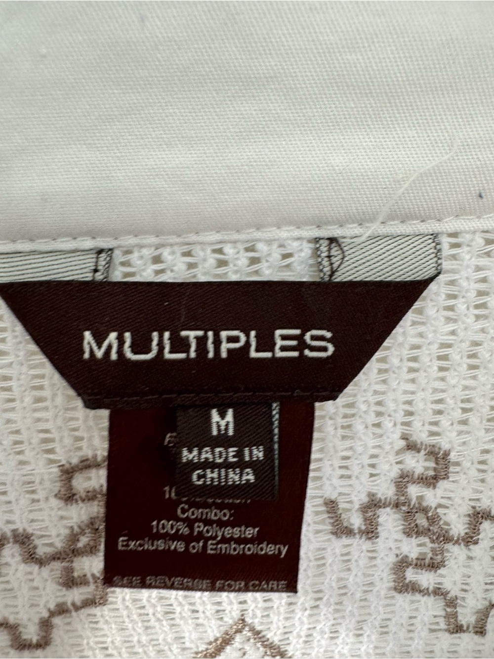 Multiples White Anorak Zip Jacket Aztec western crochet back NEW - Picture 7 of 9